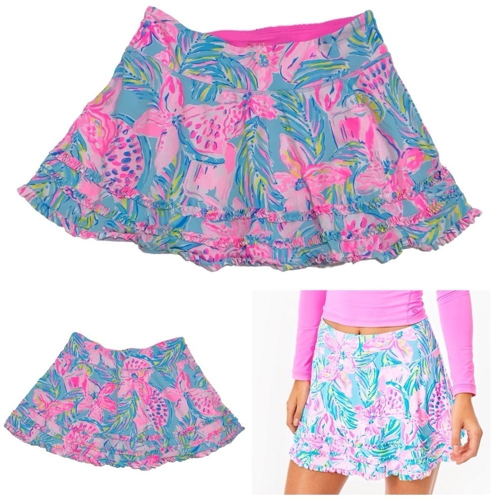 Lilly Pulitzer Luxletic Fionna Skort in Blue Ibiza Gimme the Juice Size Small